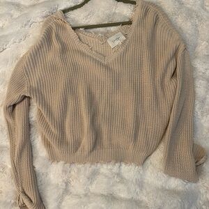 Cozy Beige V-Neck Sweater